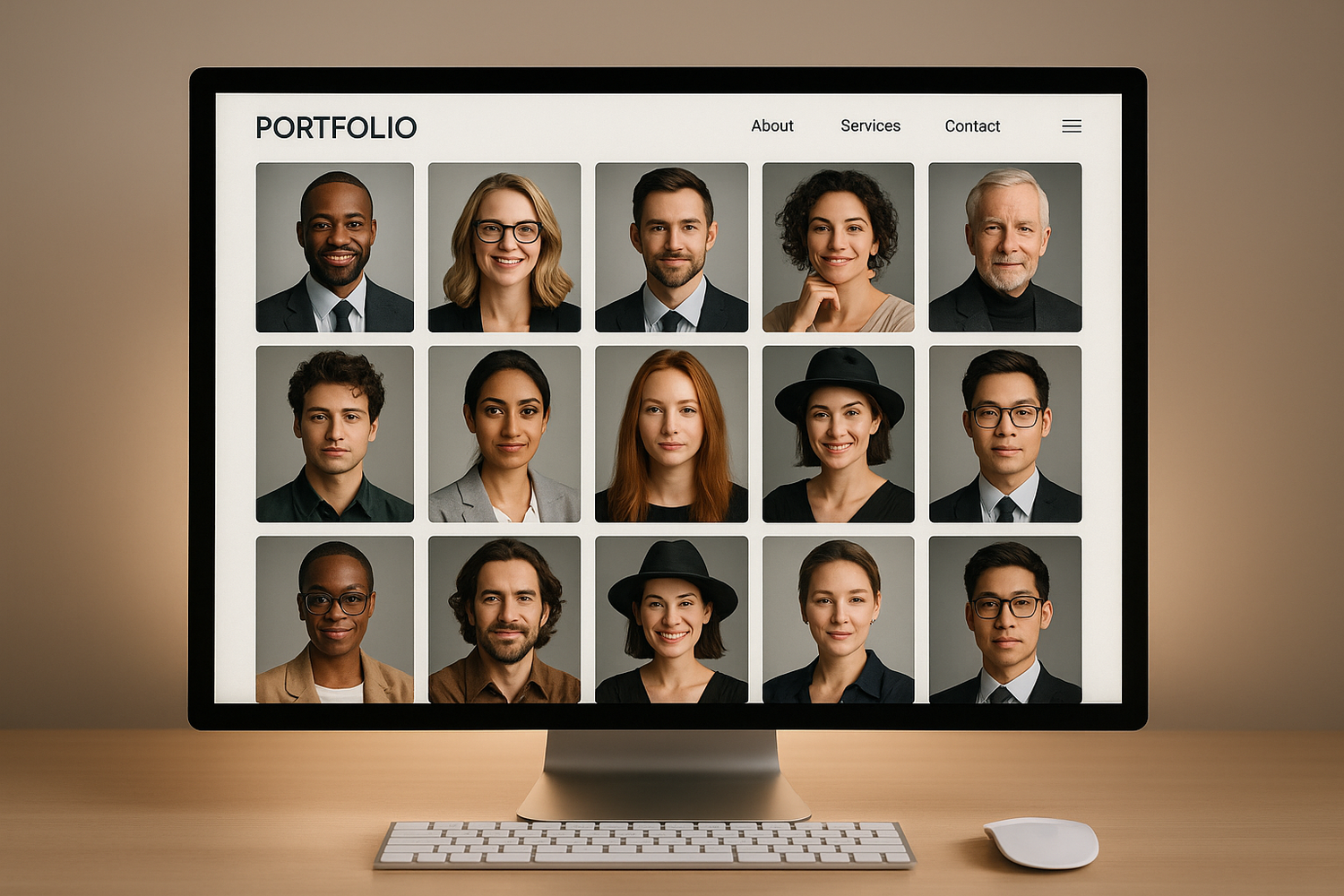 can you put a series of photos in a gallery with individual person that is displayed on a computer screen?